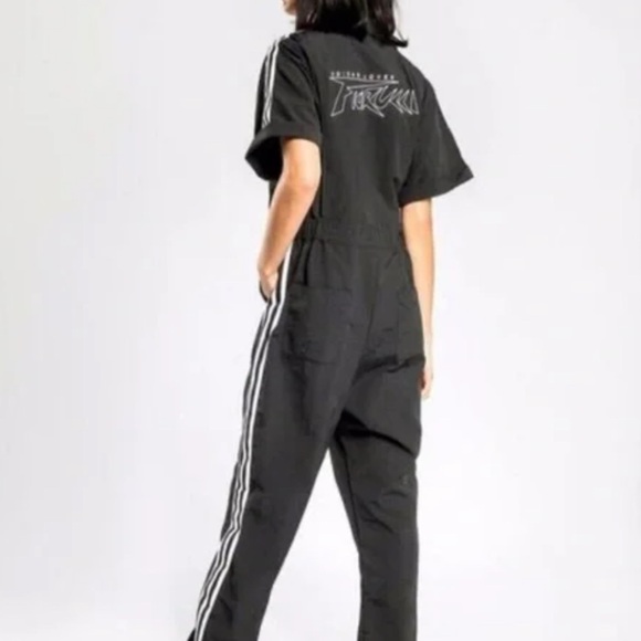 Adidas x Fiorucci Women's Black Short-Sleeve Track Jumpsuit - Picture 3 of 6